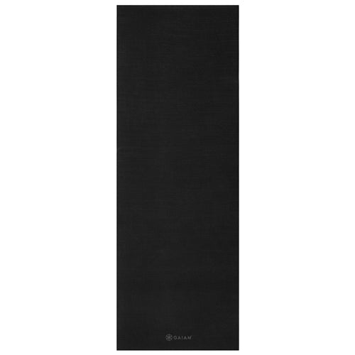Gaiam Classic Solid Color Yoga Mat (5mm) Black flat