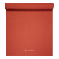 Gaiam Classic Solid Color Yoga Mats (5mm) Sunburnt top rolled