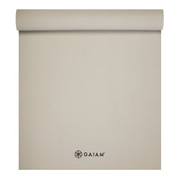 Gaiam Classic Solid Color Yoga Mats (5mm) Sandstone top rolled