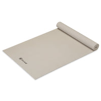 Gaiam Classic Solid Color Yoga Mats (5mm) Sandstone top rolled angle